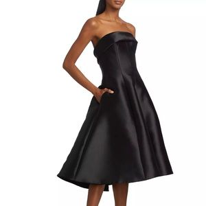 Amsale Mikado Strapless A-Line Dress